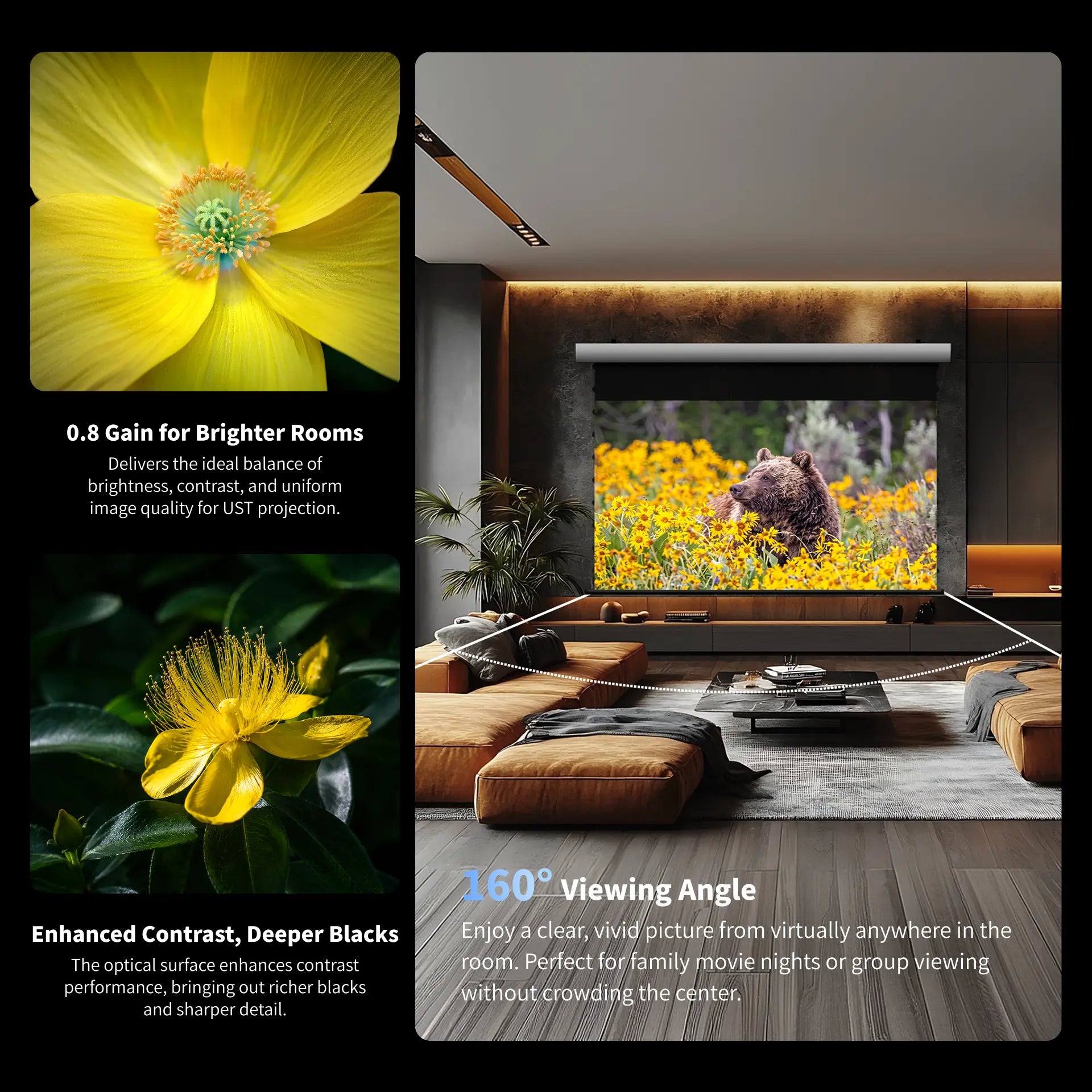 FlowArc Lenticular UST CLR ALR screen with 0.8 gain