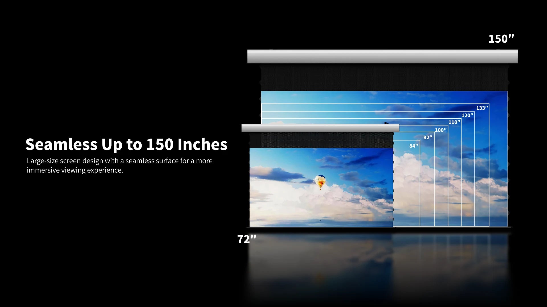 FlowArc Lenticular UST CLR ALR drop-down screen available in multiple sizes from 72 to 150 inches
