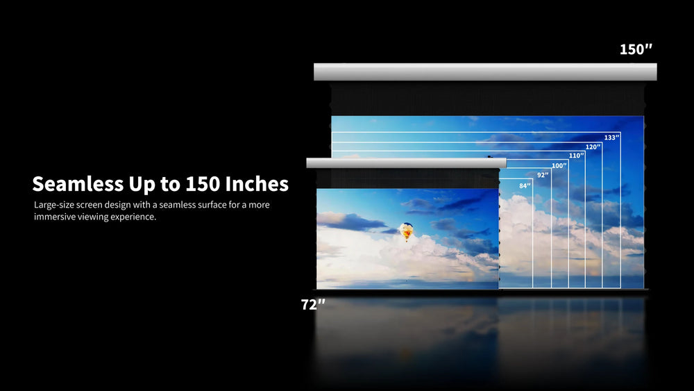 FlowArc Lenticular UST CLR ALR drop-down screen available in multiple sizes from 72 to 150 inches