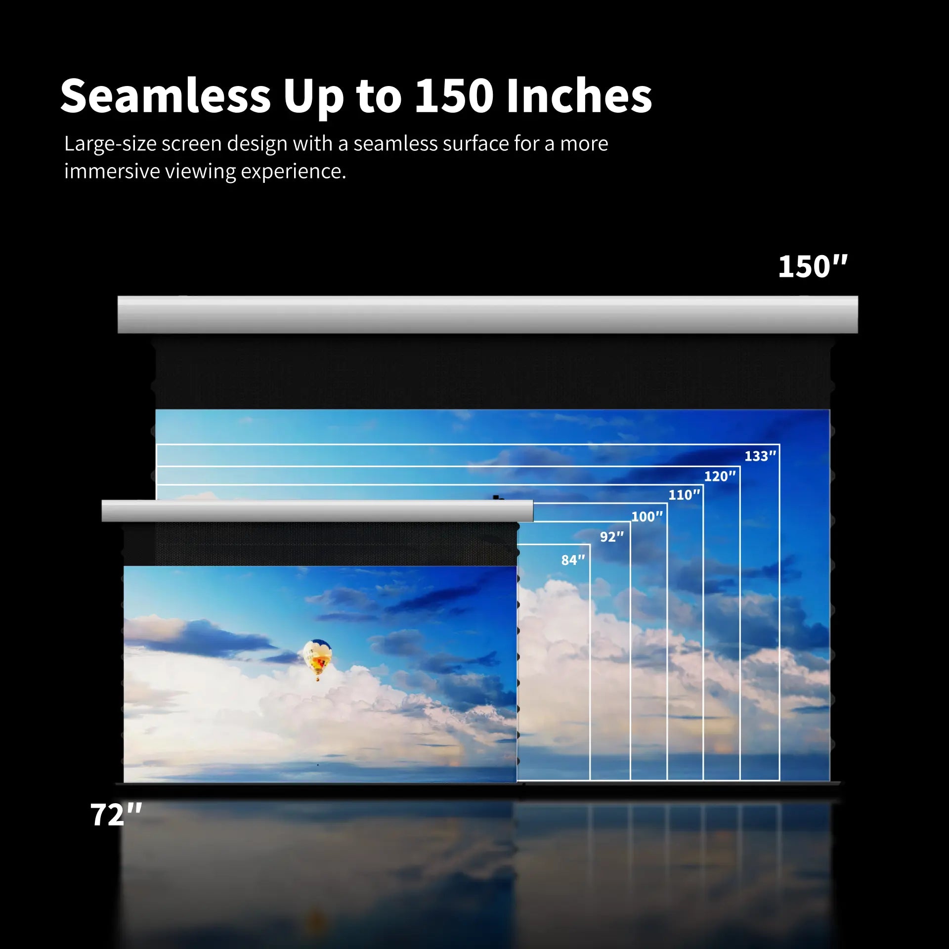 FlowArc Lenticular UST CLR ALR screen available from 72 to 150 inches