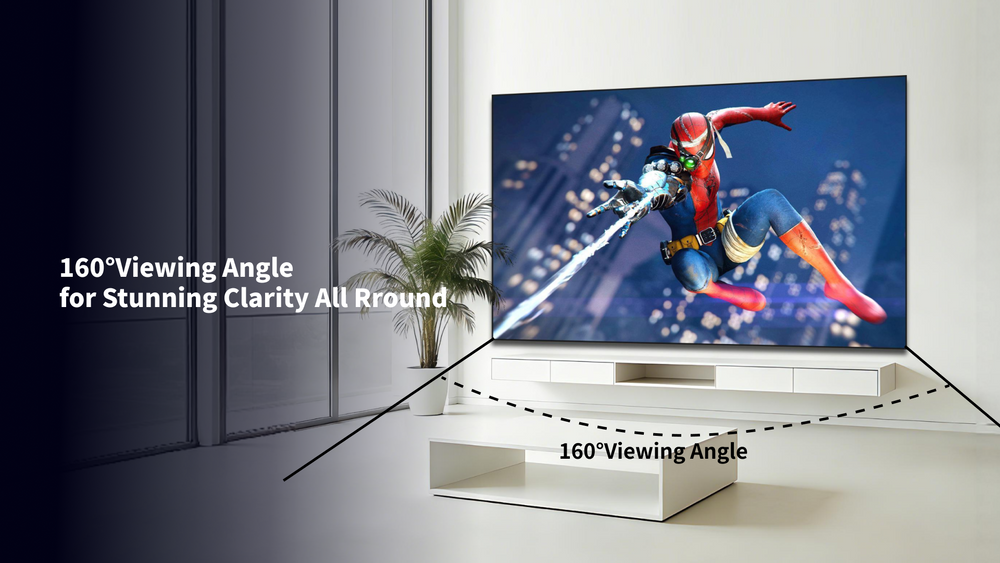 KBSP 133 inch fixed frame projector screen with wide 160 degree vi