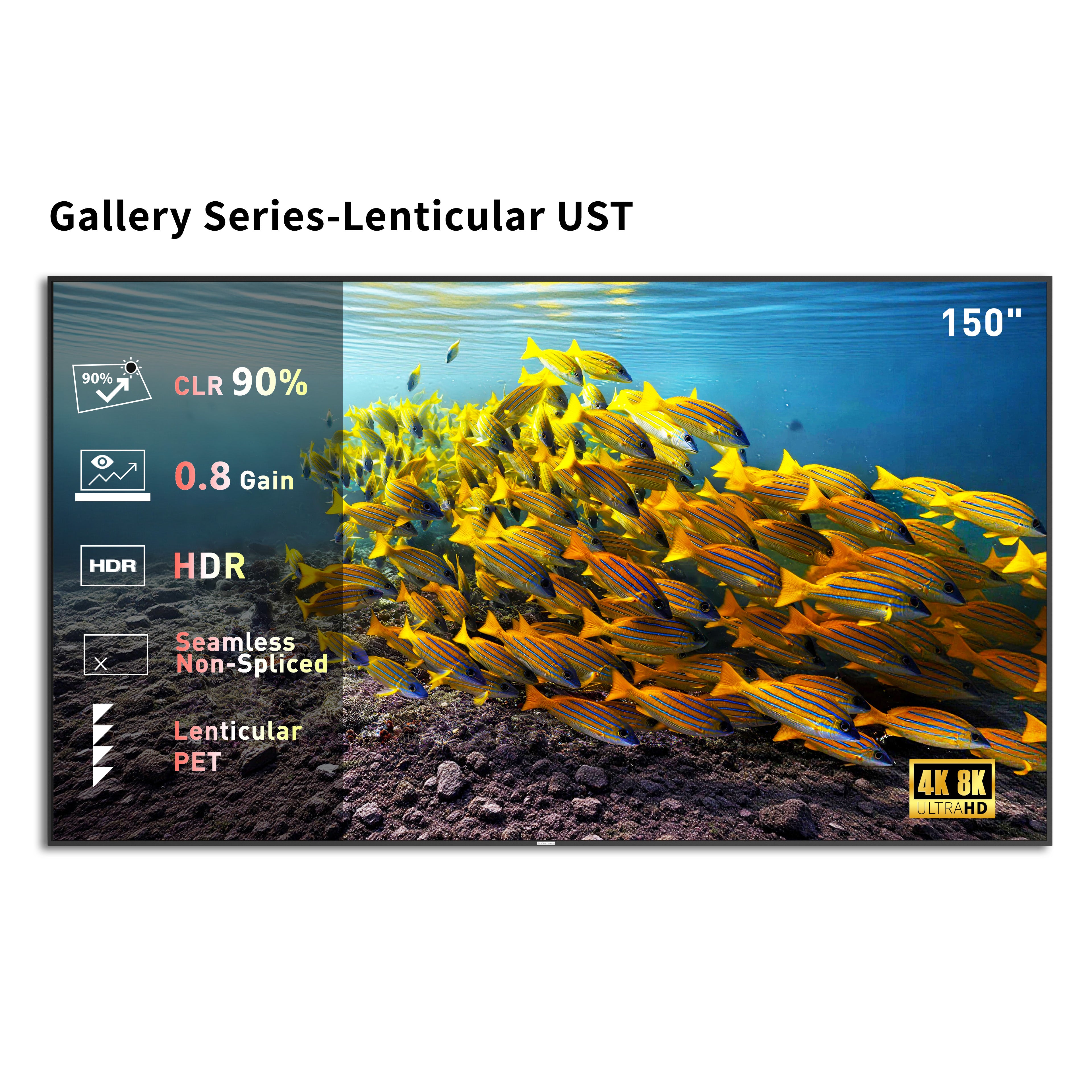 Wupro Cinema Gallery Lenticular UST 150 inch fixed frame projector screen