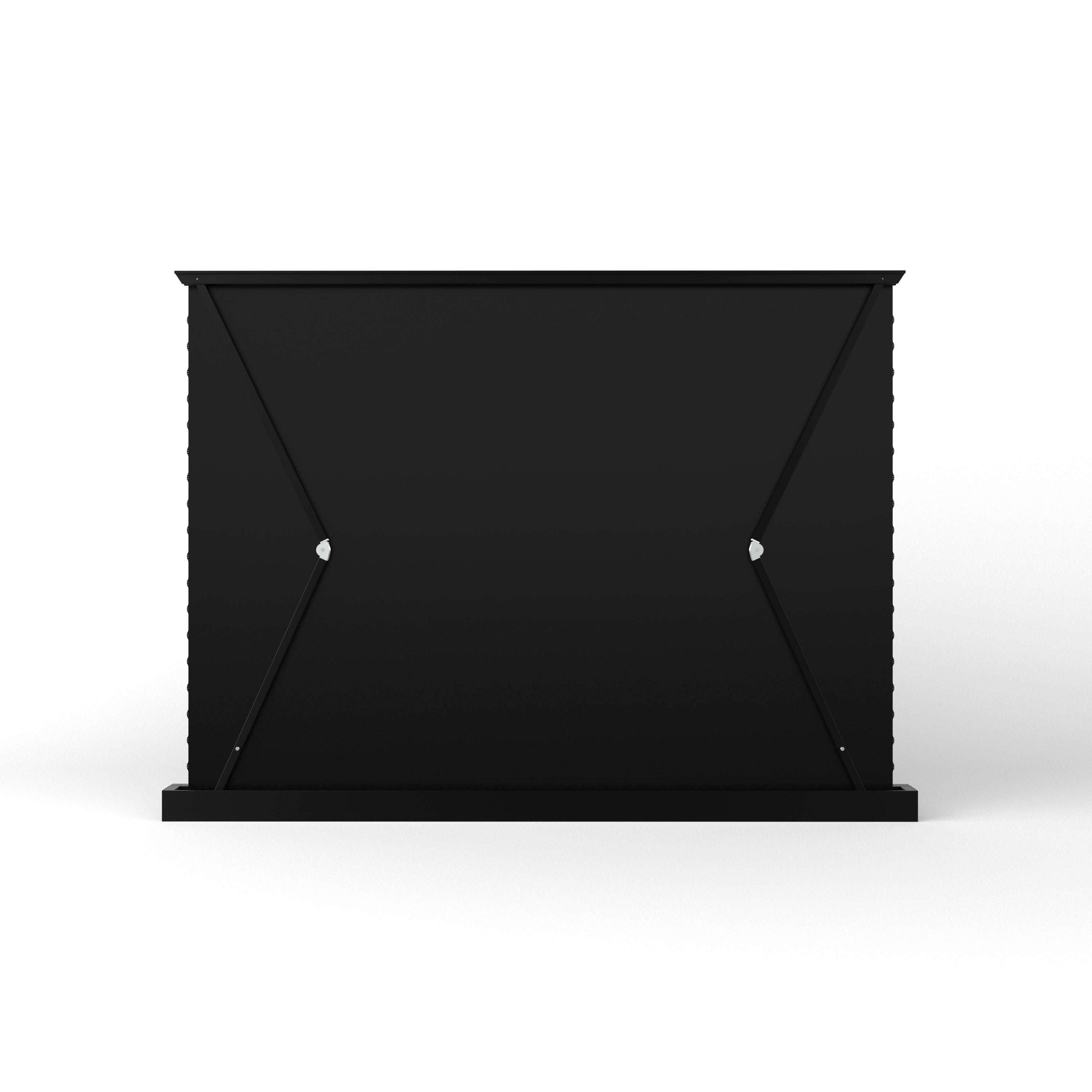 Detailed view of WUPRO UST floor rising screen precision-tensioned structure on the back, ensuring a permanently smooth surface.