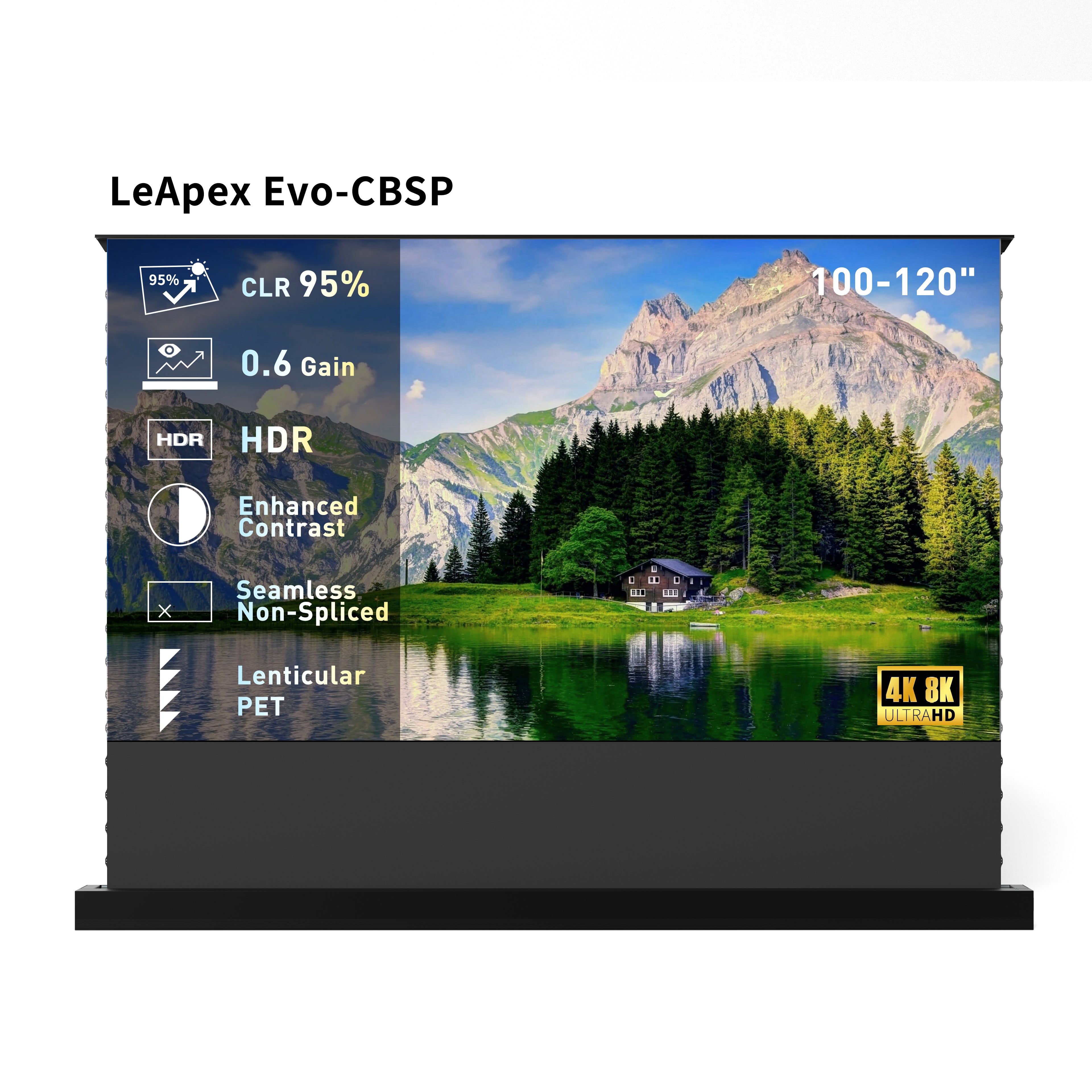 WUPRO Cinema 100"-120" Upgrated Motorized Floor Rising UST CLR Screen, Smart Height Memory & Anti-Pinch Safety, Black or White