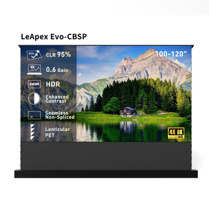WUPRO Cinema 100"-120" Upgrated Motorized Floor Rising UST CLR Screen, Smart Height Memory & Anti-Pinch Safety, Black or White