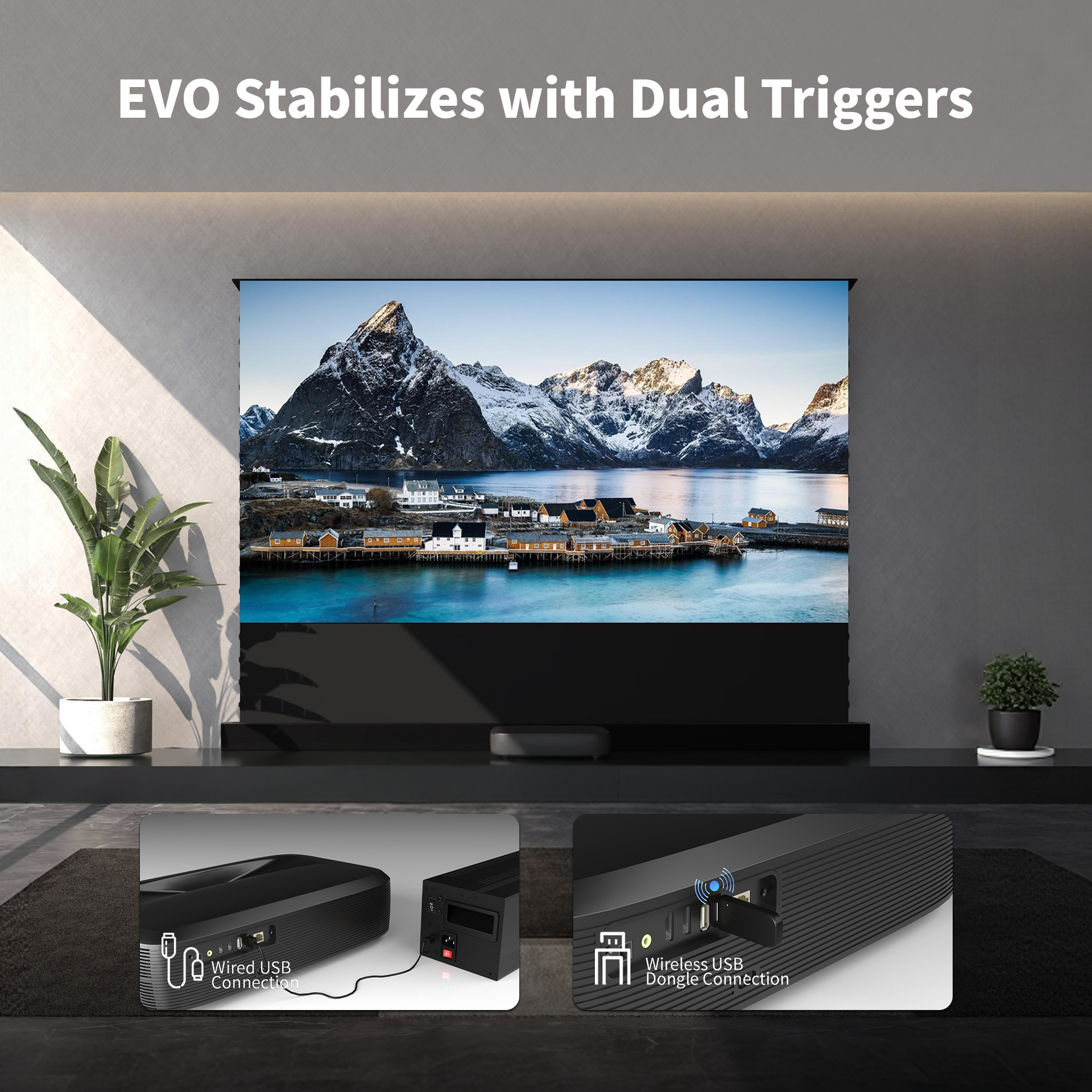 WUPRO Dual Trigger System: Includes wired and wireless USB triggers for stable sync with your UST projector.