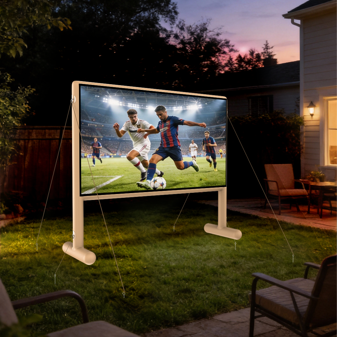 Large inflatable projector screen for World Cup watch party and outdoor sports viewing experience