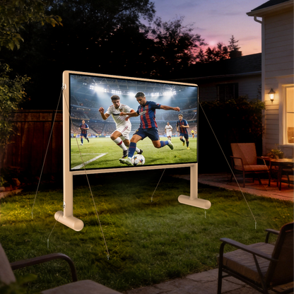 Large inflatable projector screen for World Cup watch party and outdoor sports viewing experience