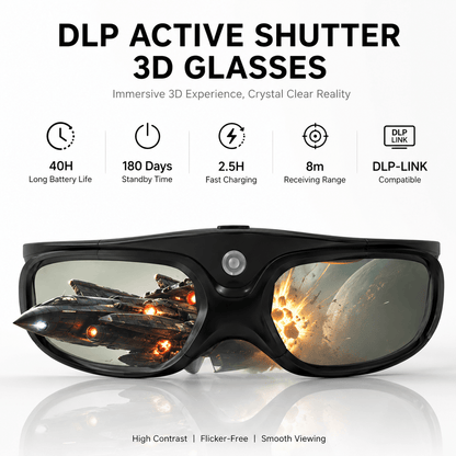 Key specifications of rechargeable DLP-Link 3D glasses