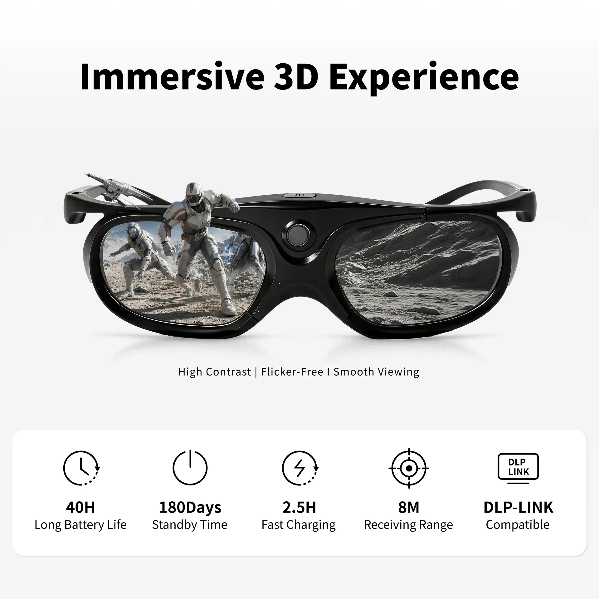 Active Shutter 3D Glasses for DLP-Link Projectors
