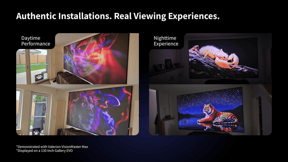 Customer feedback on Lenticular LT CLR anti-speckle projector screen performance in a bright living room