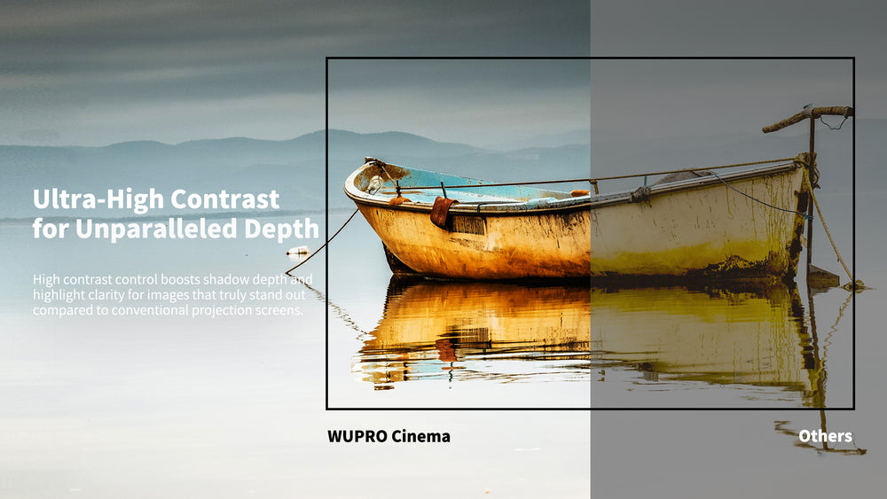 High contrast Lenticular LT projection screen delivering deeper blacks and enhanced image depth