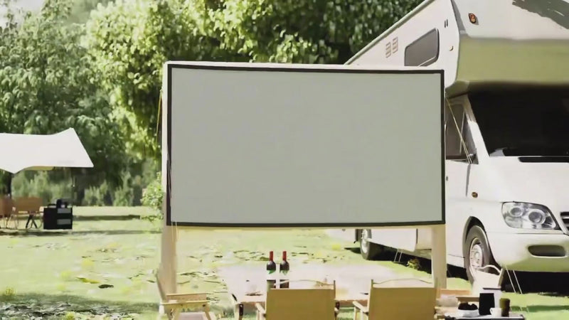 Inflatable projector screen inflation process and setup demonstration
