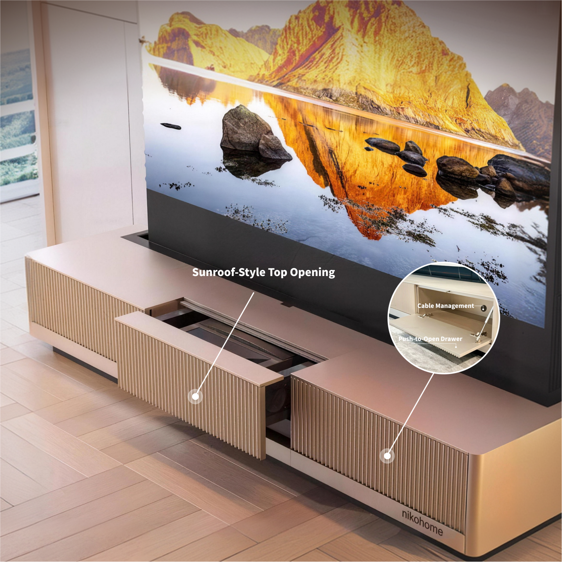 WUPRO Cinema SILVERFOX Invisible Ultra Short Throw Projector Laser TV Cabinet