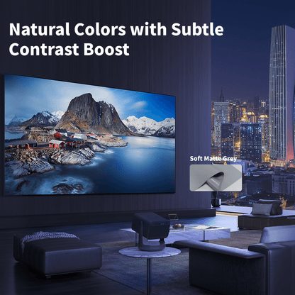 Soft Matte Grey screen providing moderate contrast enhancement compared with traditional white projection screens