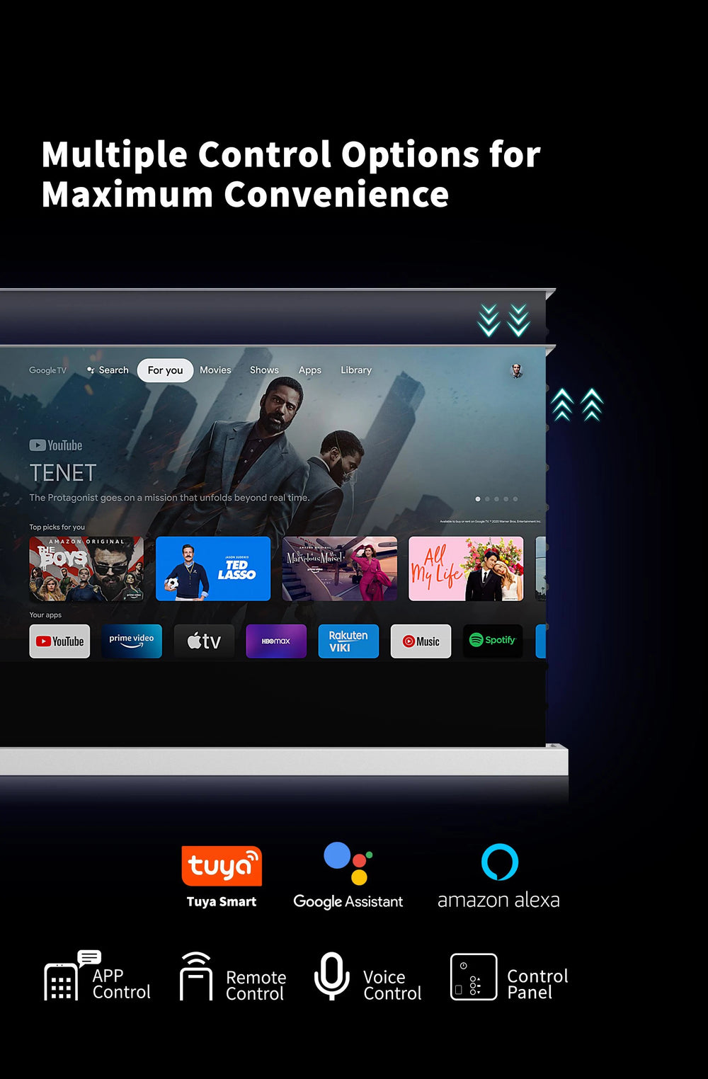 WUPRO 150 inch Lenticular UST CLR smart motorized floor rising screen with remote app and voice control