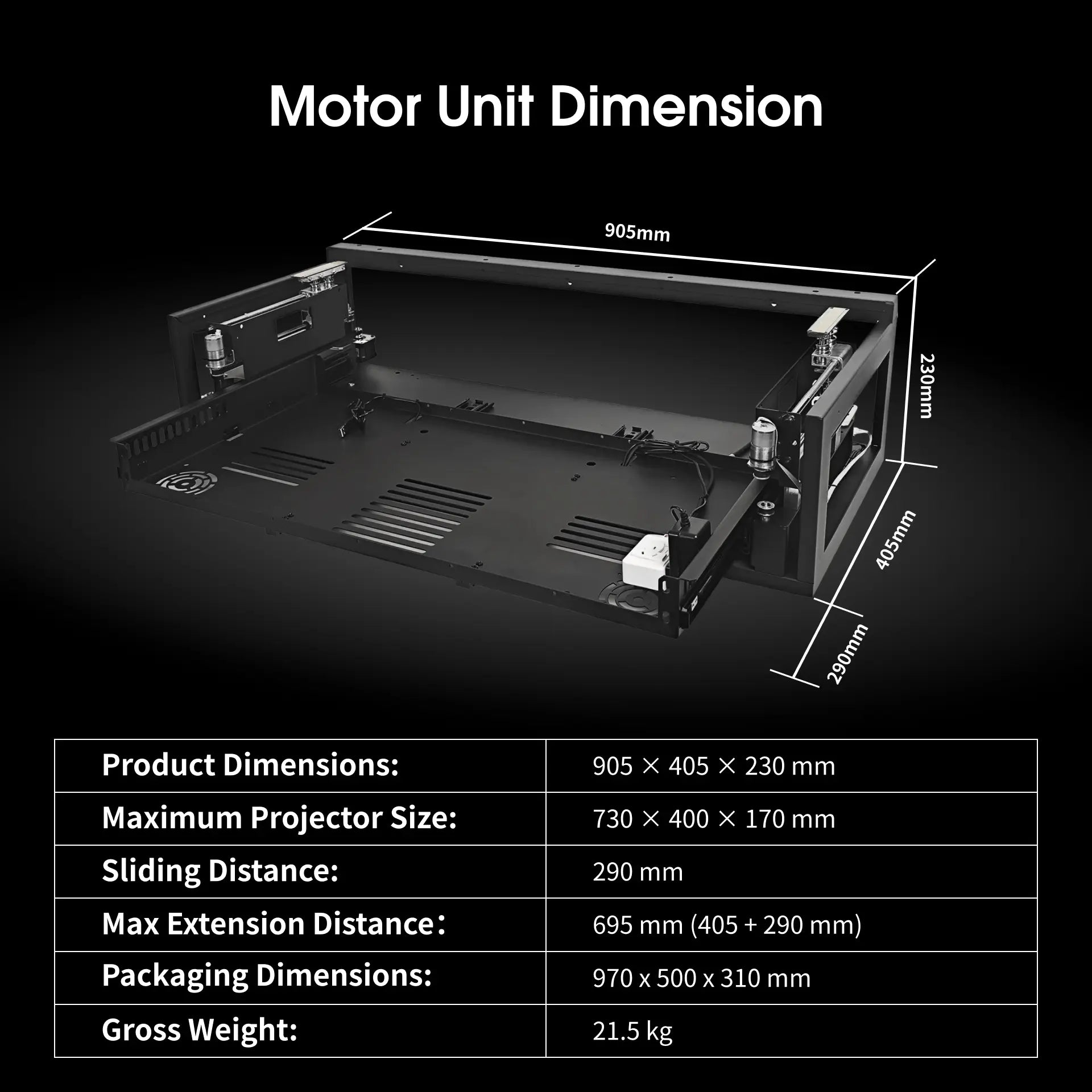 WUPRO cabinet motor mechanism dimensions