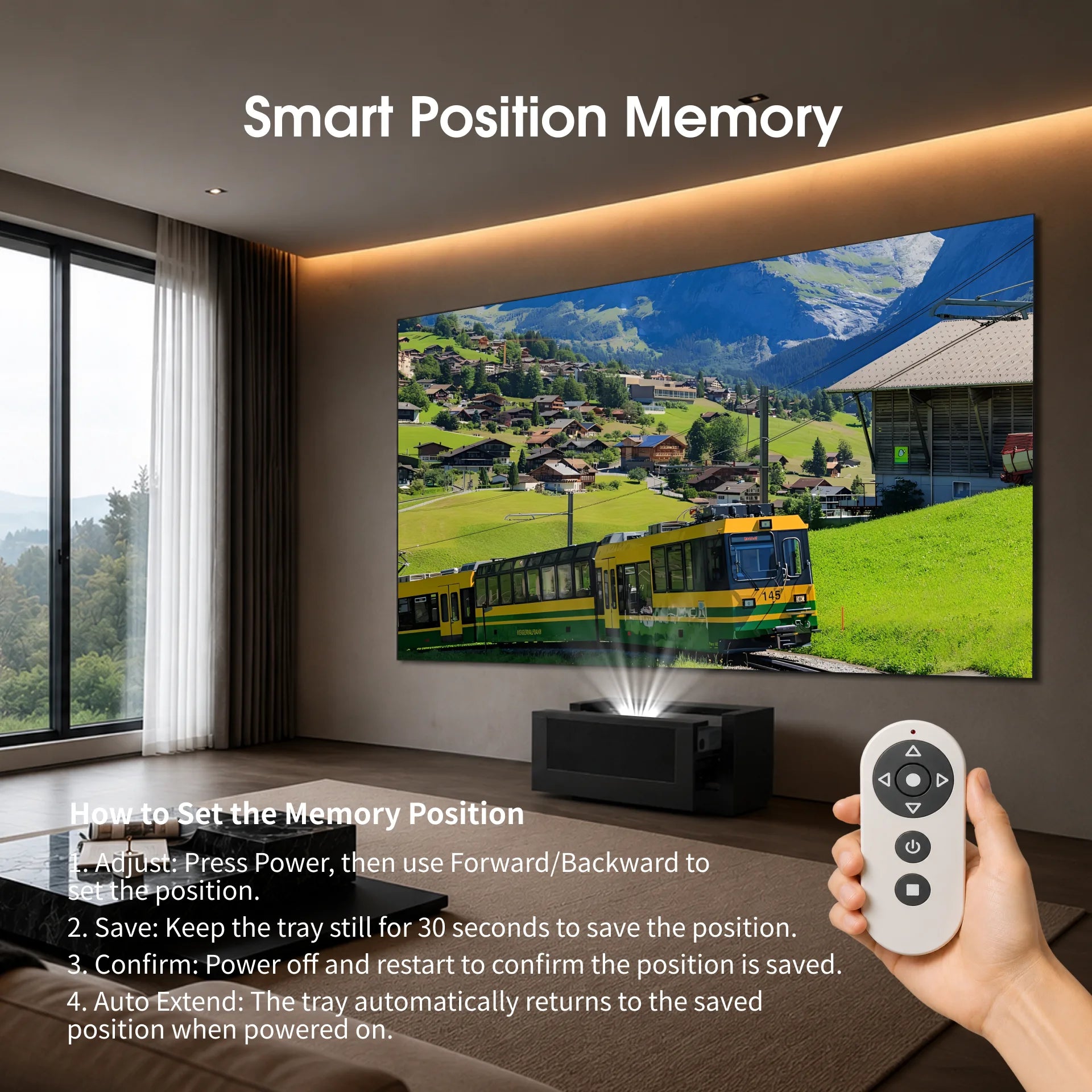 WUPRO CineCube smart UST projector cabinet with remote-controlled position memory for easy projector adjustment