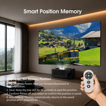 WUPRO CineCube smart UST projector cabinet with remote-controlled position memory for easy projector adjustment