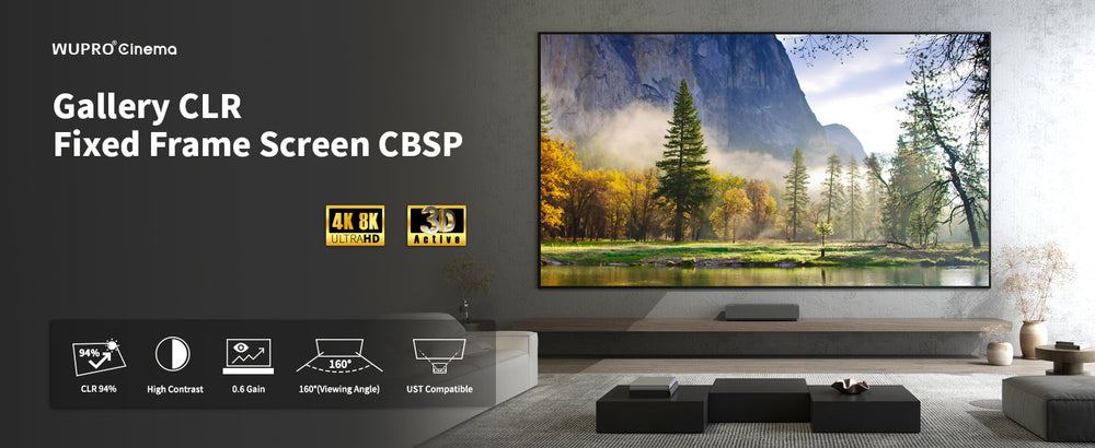 WUPRO Cinema Gallery CBSP ALR UST fixed frame screen for ultra short throw projectors