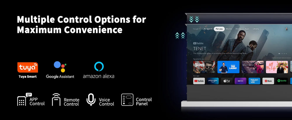 LeApex smart floor rising screen with RF remote, Tuya, Alexa and Google Assistant control