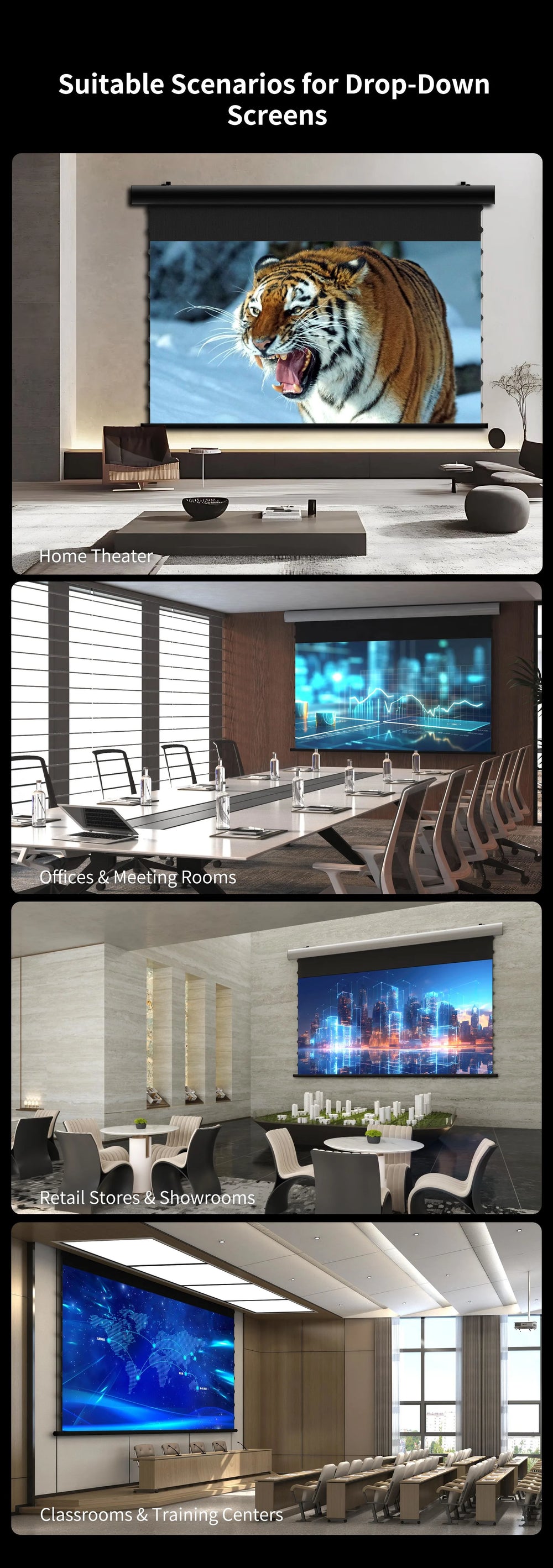 WUPRO FlowArc large format CBSP UST CLR screen for bright living spaces media rooms and dedicated home cinemas