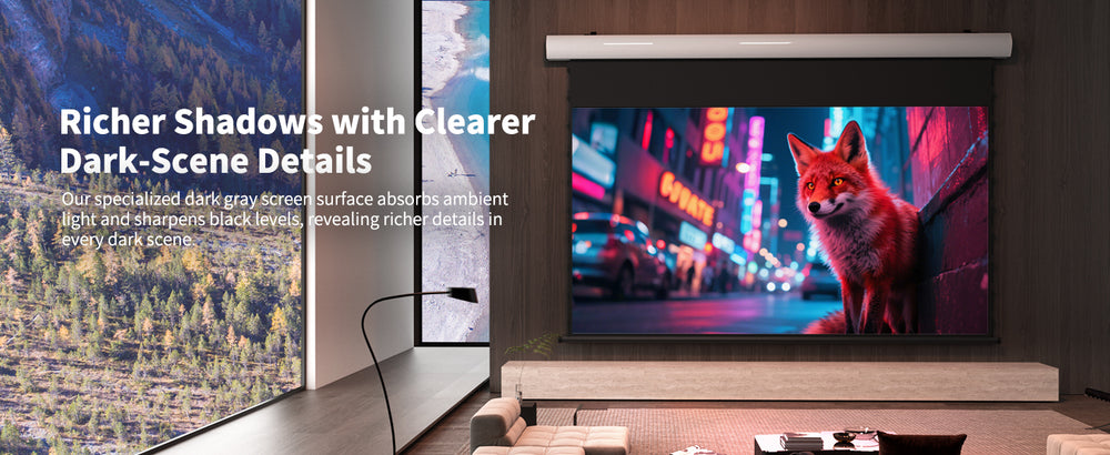 WUPRO FlowArc Black Crystal ALR screen delivers deeper perceived black levels for long throw projection