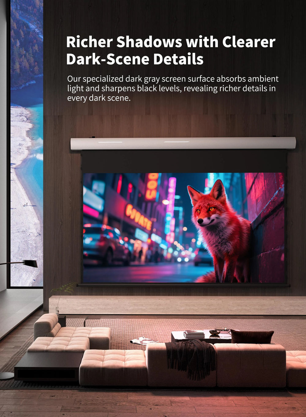WUPRO FlowArc Black Crystal ALR screen delivers deeper perceived black levels for long throw projection