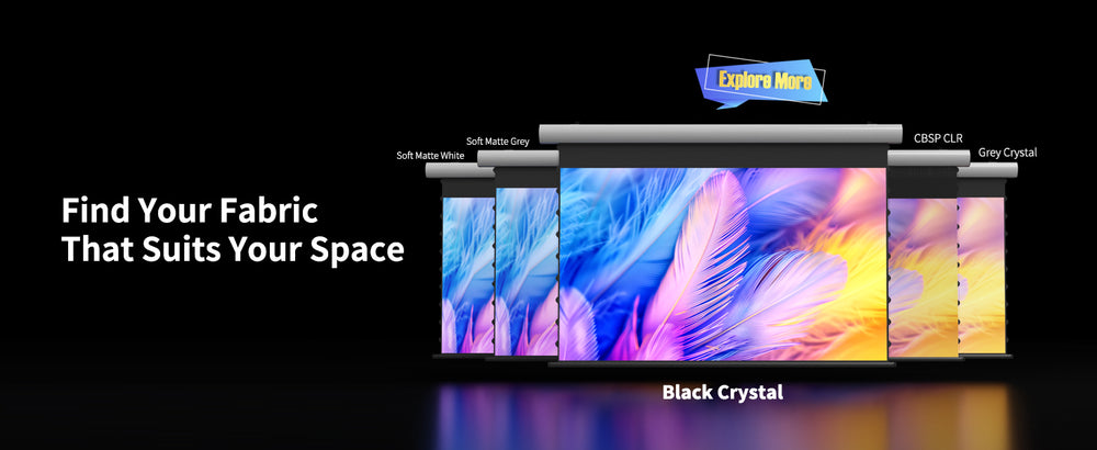 WUPRO FlowArc Black Crystal ALR motorized screen designed for standard and long throw projectors
