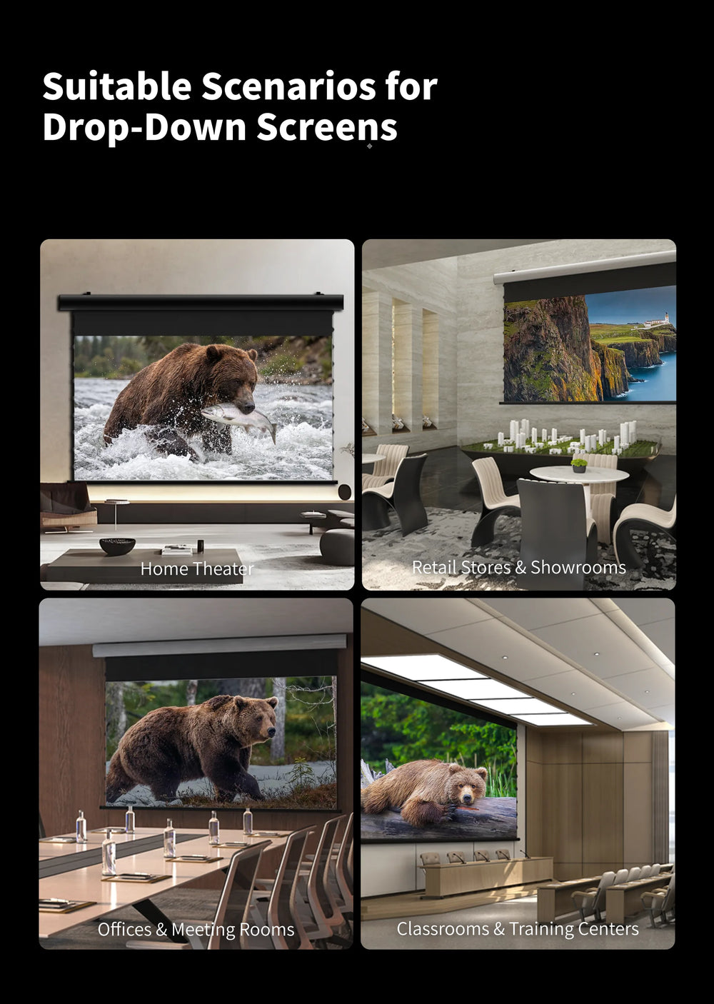 WUPRO FlowArc Lenticular UST CLR motorized screen for large living rooms media rooms entertainment spaces and home theaters
