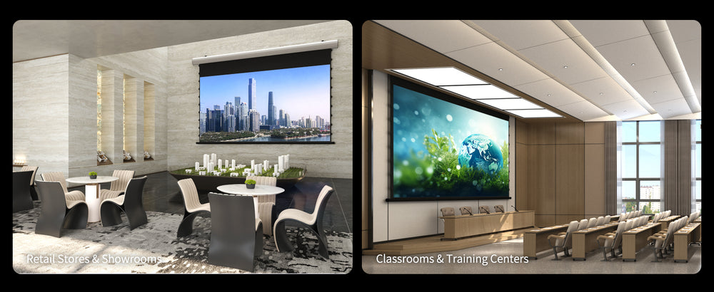 WUPRO FlowArc motorized projector screen for flexible entertainment and home theater spaces