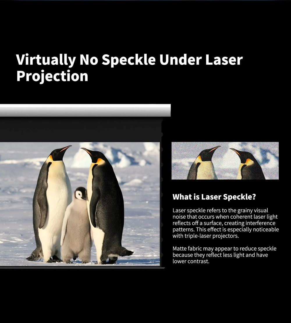 WUPRO FlowArc Soft Matte White anti-speckle screen for RGB laser projectors from XGIMI Valerion and Hisense