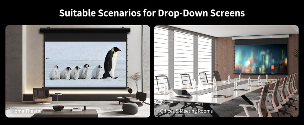 WUPRO FlowArc motorized projector screen for flexible entertainment gaming and home theater spaces