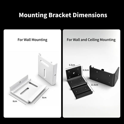 WUPRO FlowArc motorized drop down screen mounting bracket dimensions for wall and ceiling installation
