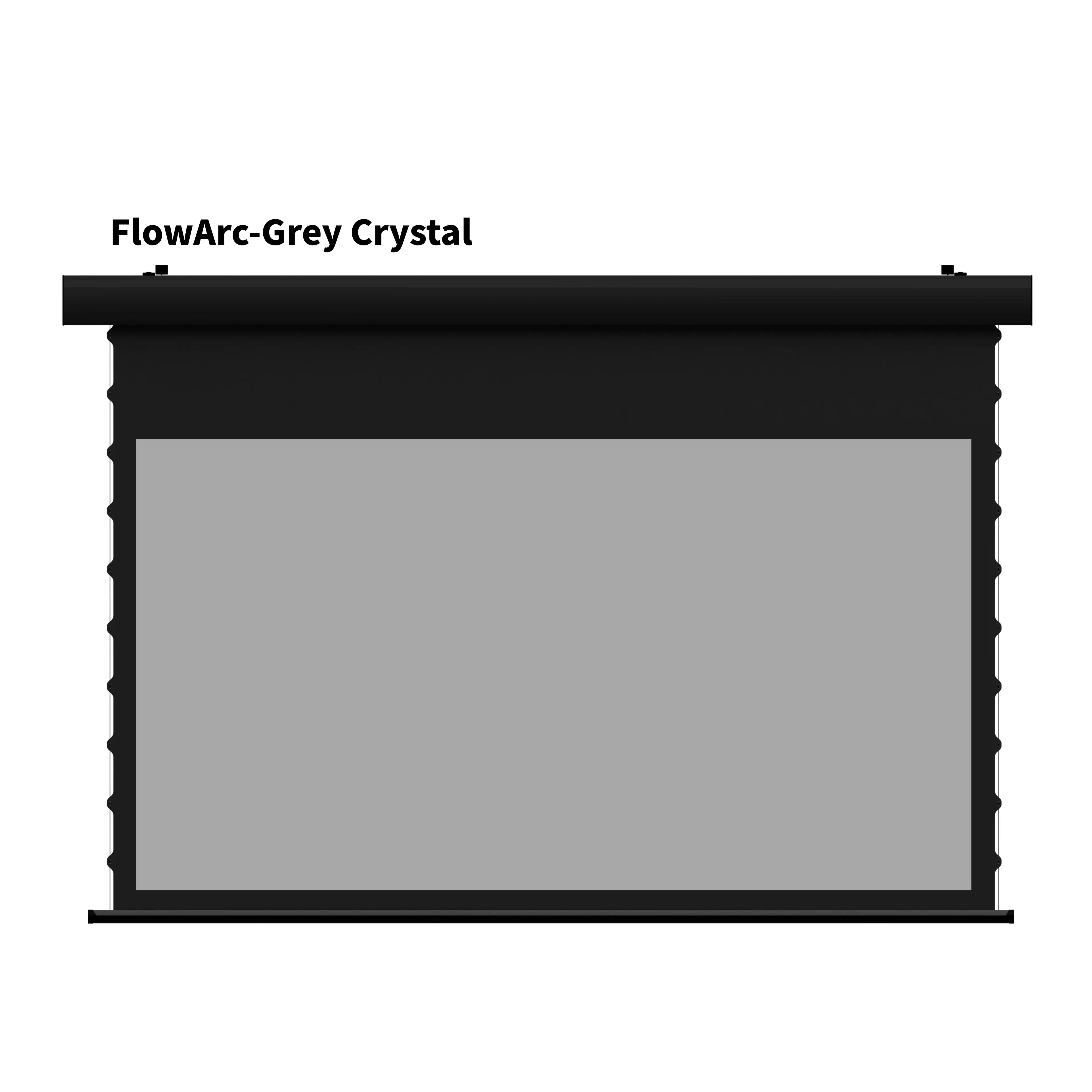 WUPRO FlowArc Motorized Drop Down Screen with Black Housing and Grey Crystal Screen Material