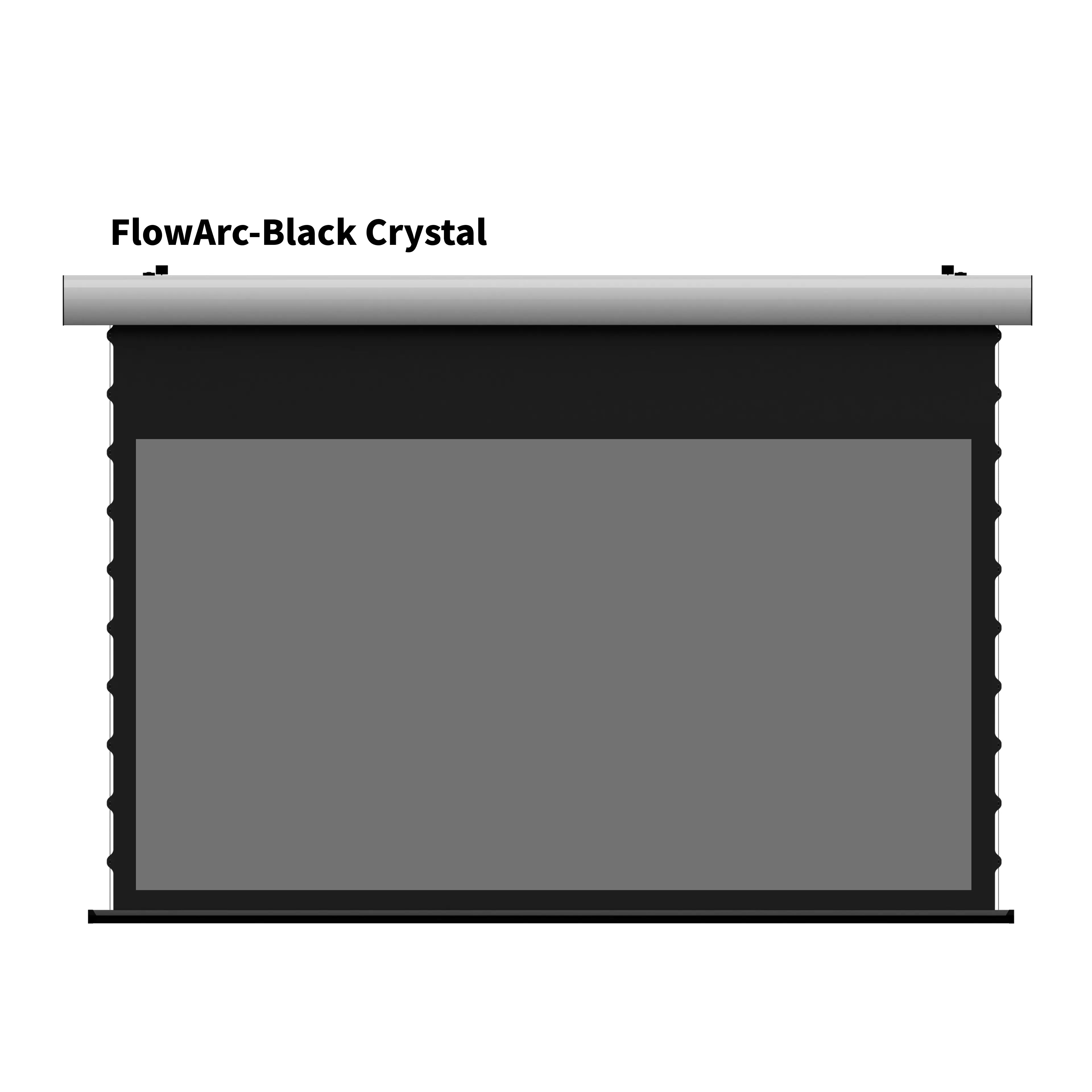 WUPRO FlowArc Motorized Drop Down Screen with White Housing and Black Crystal Screen Material