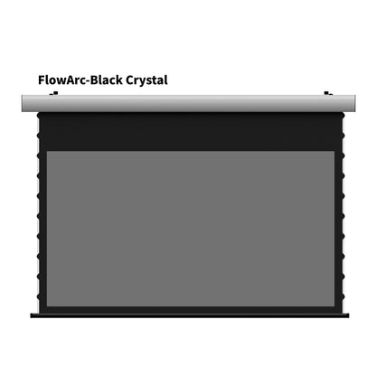 WUPRO FlowArc Motorized Drop Down Screen with White Housing and Black Crystal Screen Material
