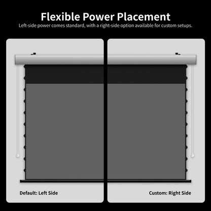 WUPRO flowarc drop down screen power cable outlet with left-side standard placement and customizable right-side option