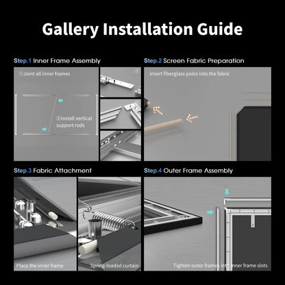 How to install 23 frame Gallery fixed frame screen with spring system for easy and tool-free assembly