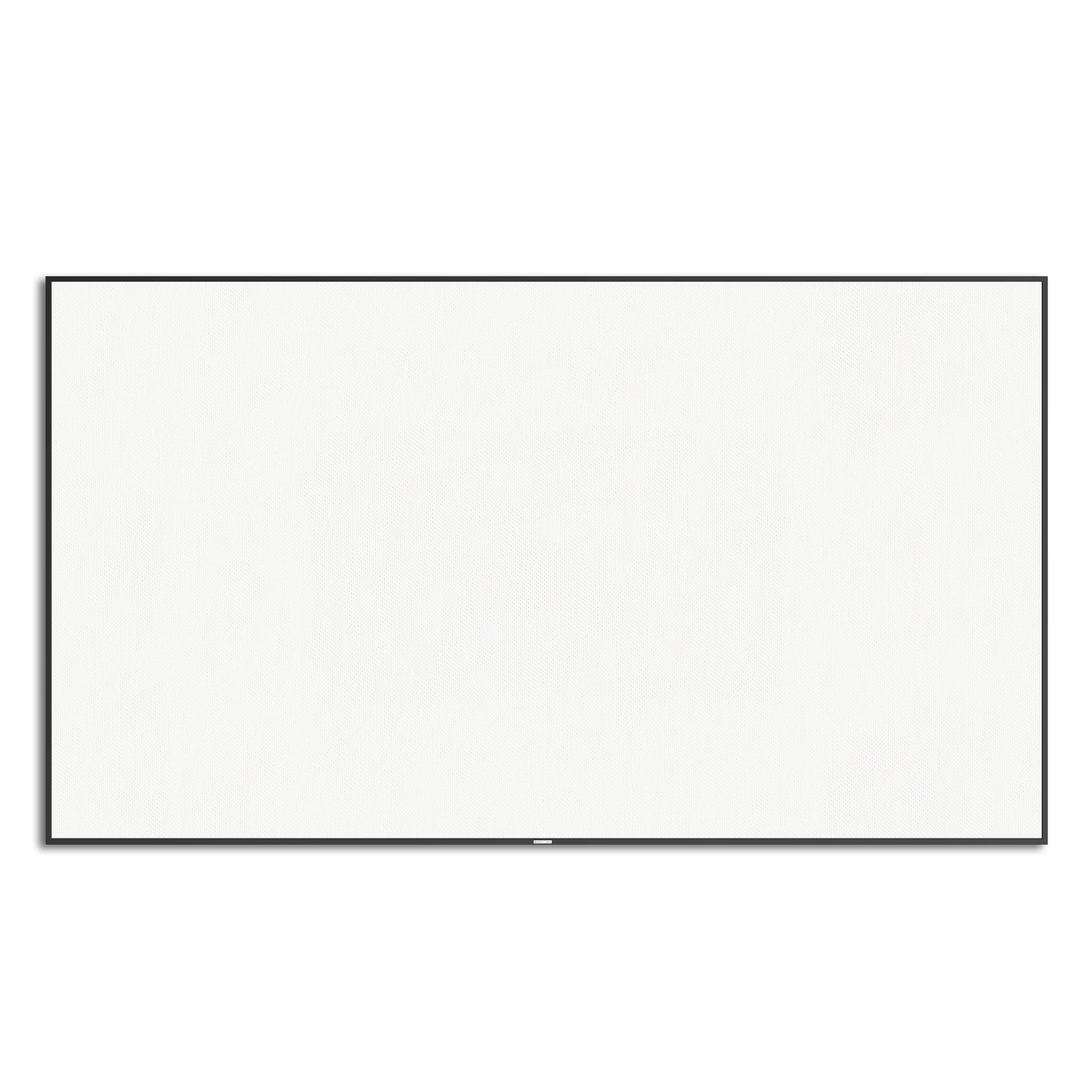 WUPRO Cinema 4K Weave Acoustically Transparent Fixed Frame Projector Screen — front view with velvet-wrapped aluminum frame in dedicated home theater