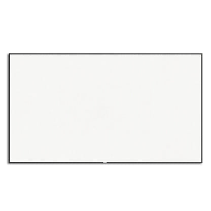 WUPRO Cinema 4K Weave Acoustically Transparent Fixed Frame Projector Screen — front view with velvet-wrapped aluminum frame in dedicated home theater