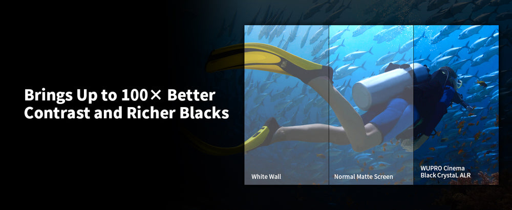 WUPRO Gallery Black Crystal fixed frame screen delivers deep black levels and enhanced image contrast