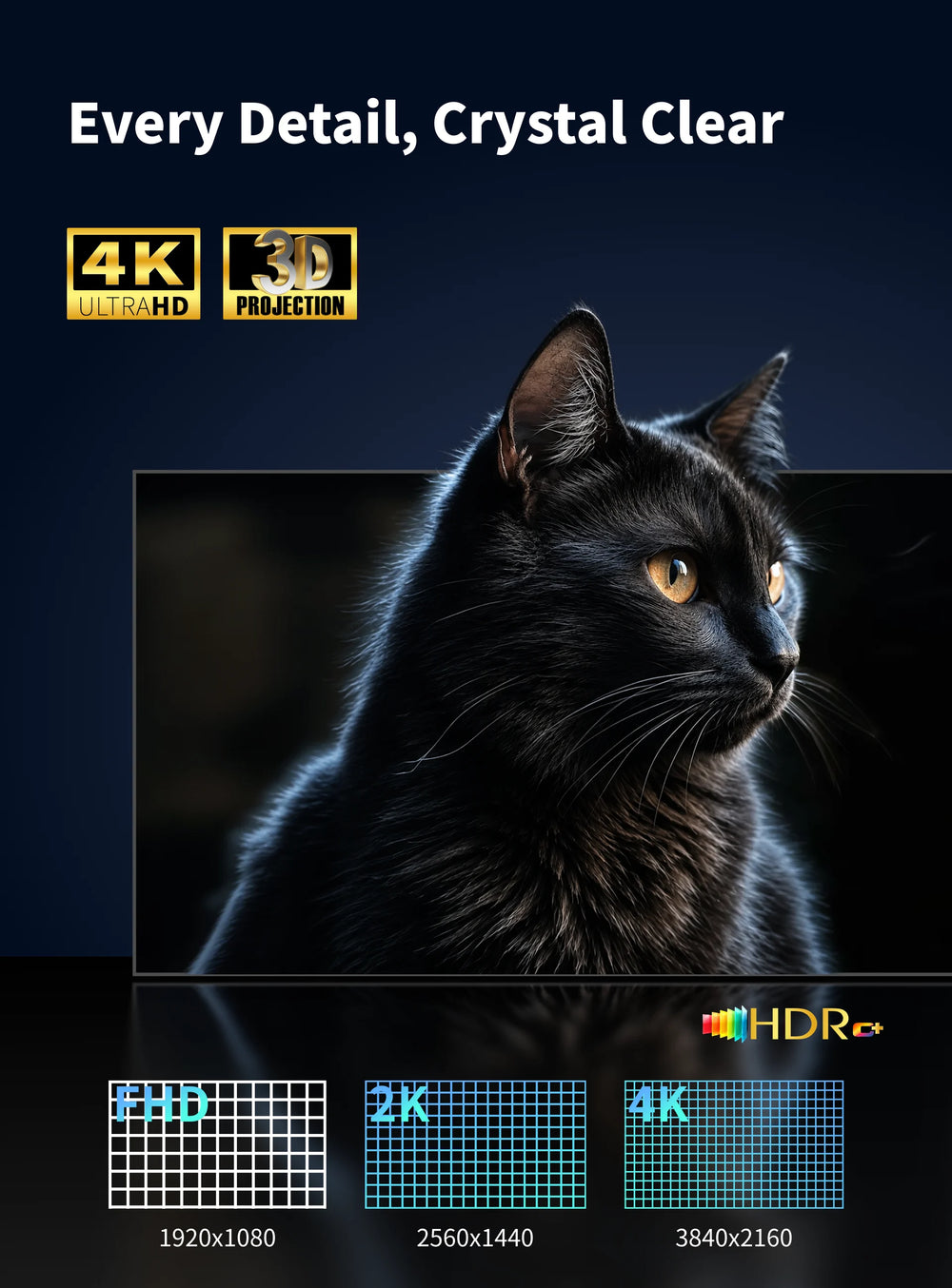 WUPRO Gallery EVO Black Crystal 4K UHD fixed frame projection screen with fine image detail