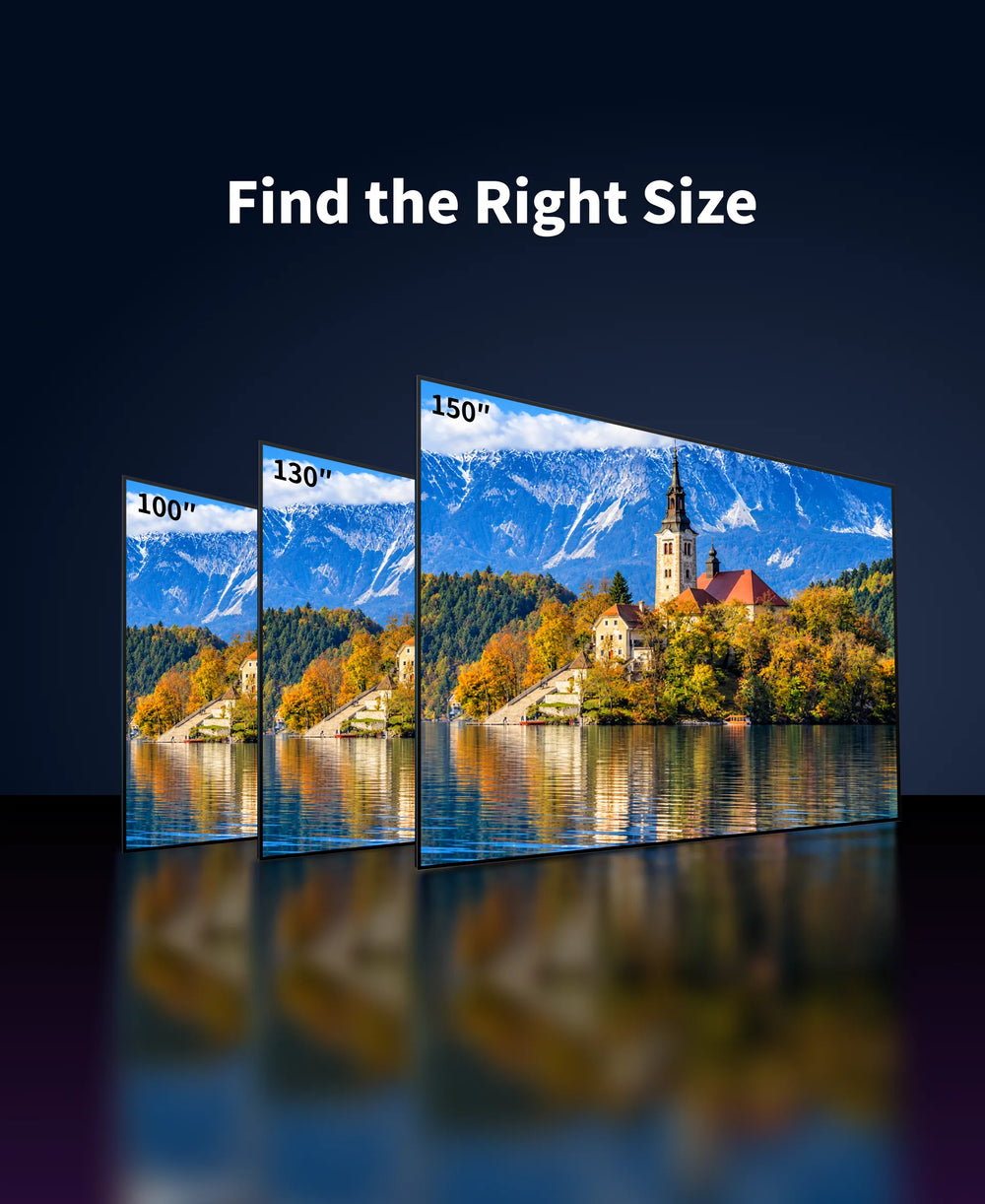 WUPRO Gallery EVO Black Crystal ALR fixed frame projector screen available in multiple screen sizes for home theater