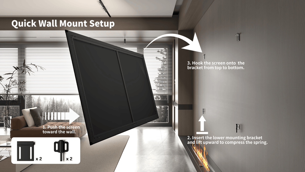 WUPRO Gallery EVO wall mounted fixed frame projector screen installation brackets