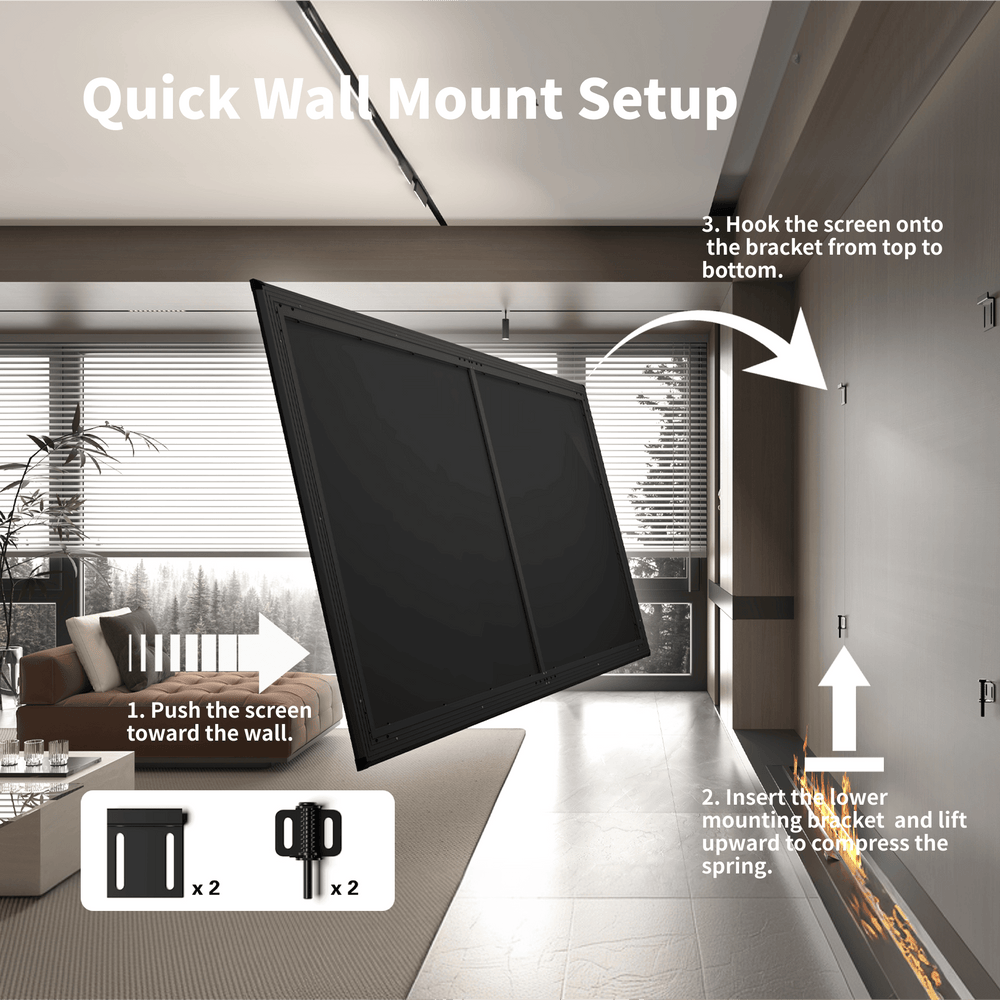 WUPRO Gallery EVO wall mounted fixed frame projector screen installation brackets