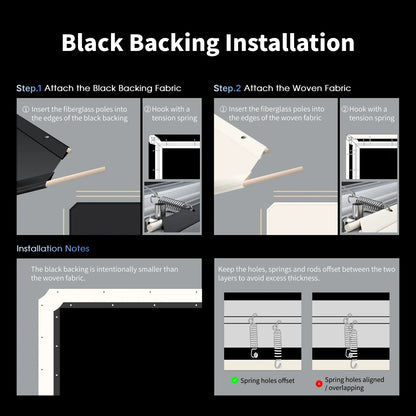 WUPRO Gallery Fixed Frame Woven screen black backing installation