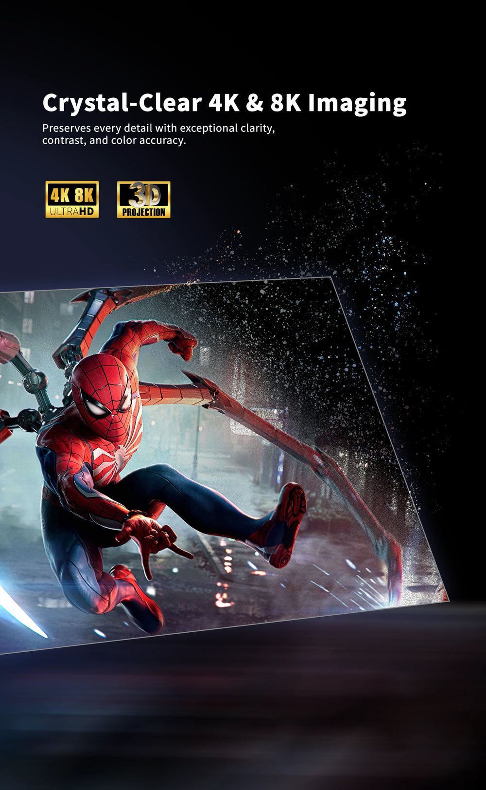 KBSP 133 inch seamless projector screen for large screen 4K and 8K UHD home theater
