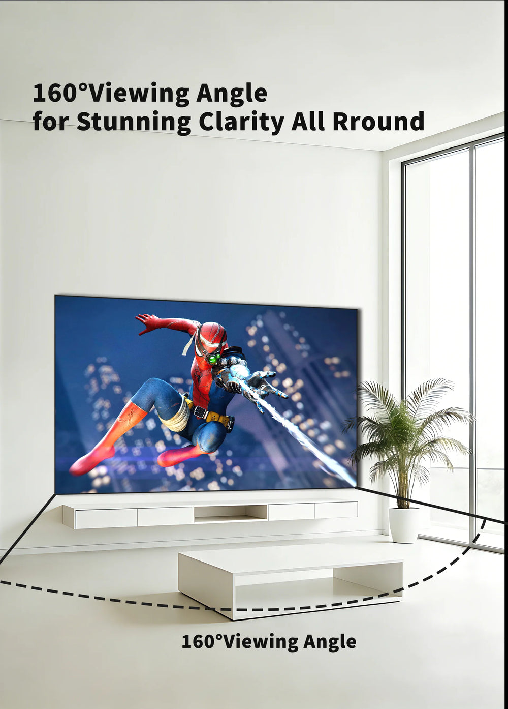 WUPRO KBSP seamless UST screen with wide 160 degree viewing angle for large seating areas