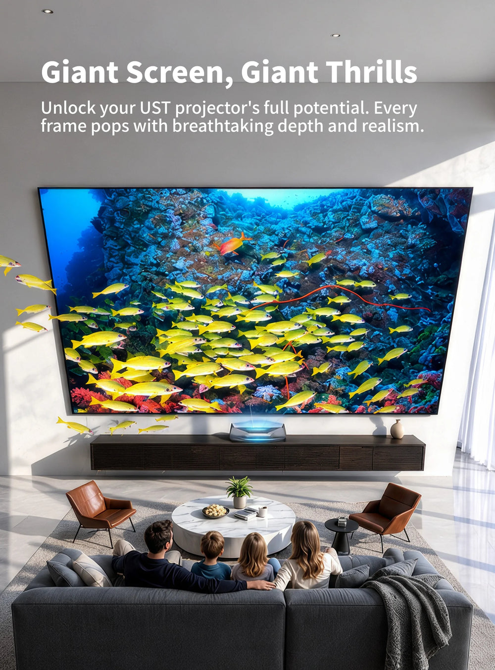 Massive 150 inch WUPRO Lenticular UST fixed frame screen for cinema scale projection